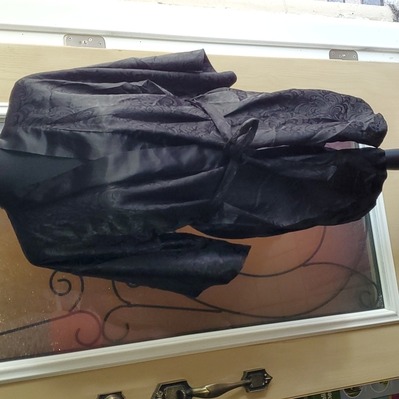 Black Satin Robe with belt - Picture 2 of 15